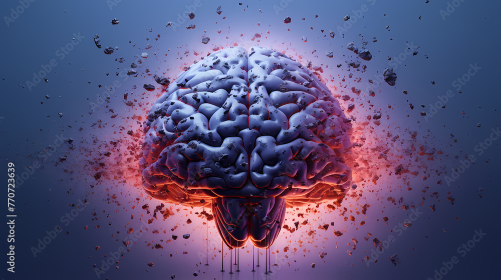 Poster artificial intelligence technology with exploding brain