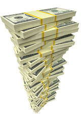 Money stack from dollar isolated on transparent png background. Dollar finance