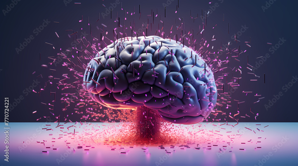 Poster artificial intelligence technology with exploding brain