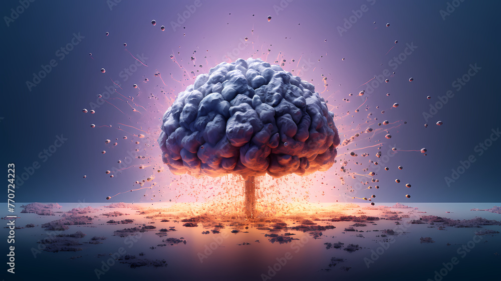 Poster Artificial Intelligence technology with exploding brain