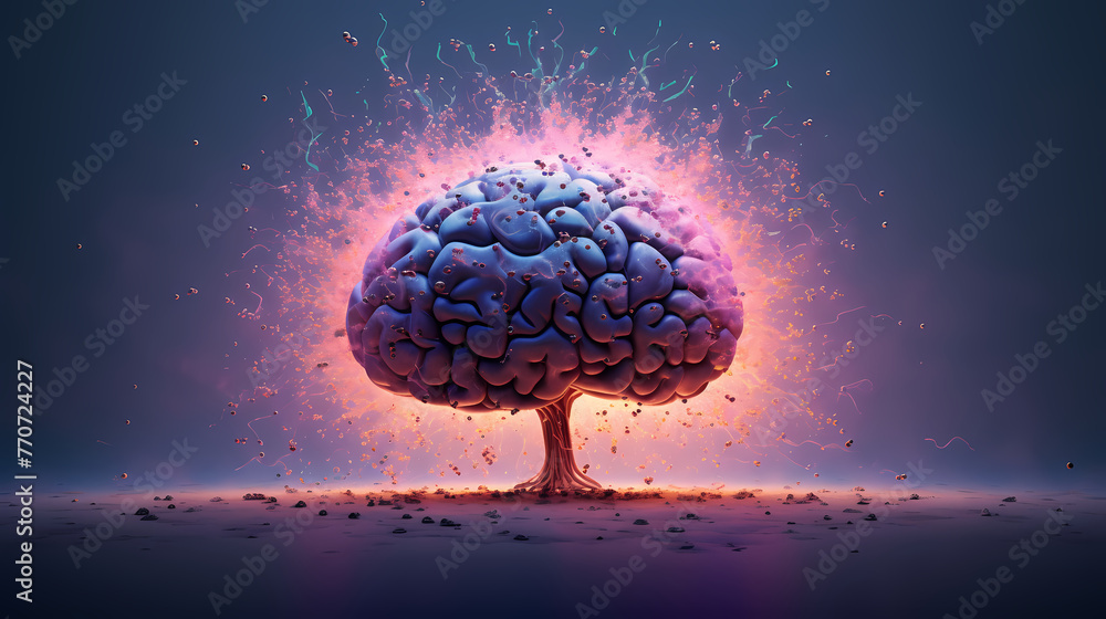 Poster artificial intelligence technology with exploding brain