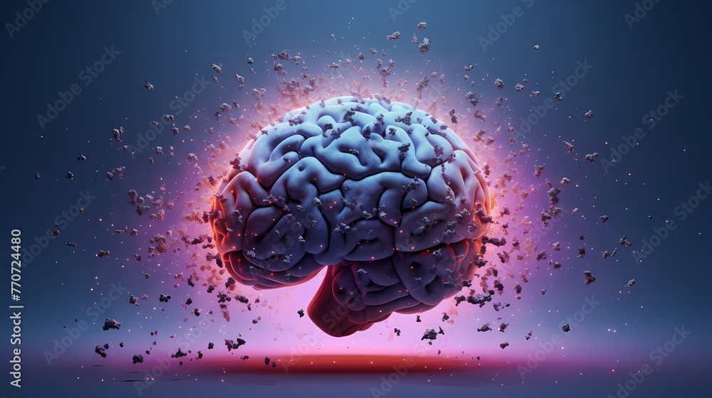 Poster artificial intelligence technology with exploding brain