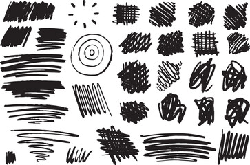 Black and white marker abstract with black lines and shapes on a white background