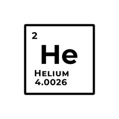 Helium, chemical element of the periodic table graphic design