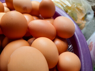 background of fresh eggs being sold at the market