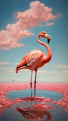 pink flamingo in water