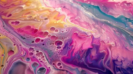 Abstract acrylic liquid pouring painting art, multicolor, 16:9