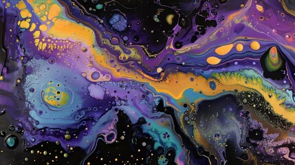 Abstract acrylic liquid pouring painting art, multicolor, 16:9