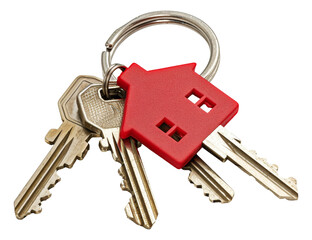 House keys with red tag png on transparent background