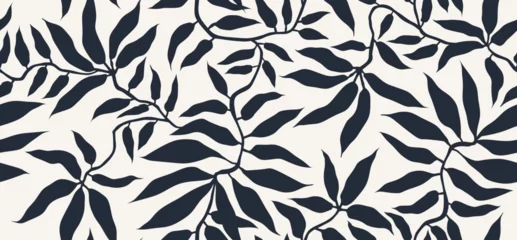 Fototapeten Abstract palm leaves seamless pattern on white background. © andin
