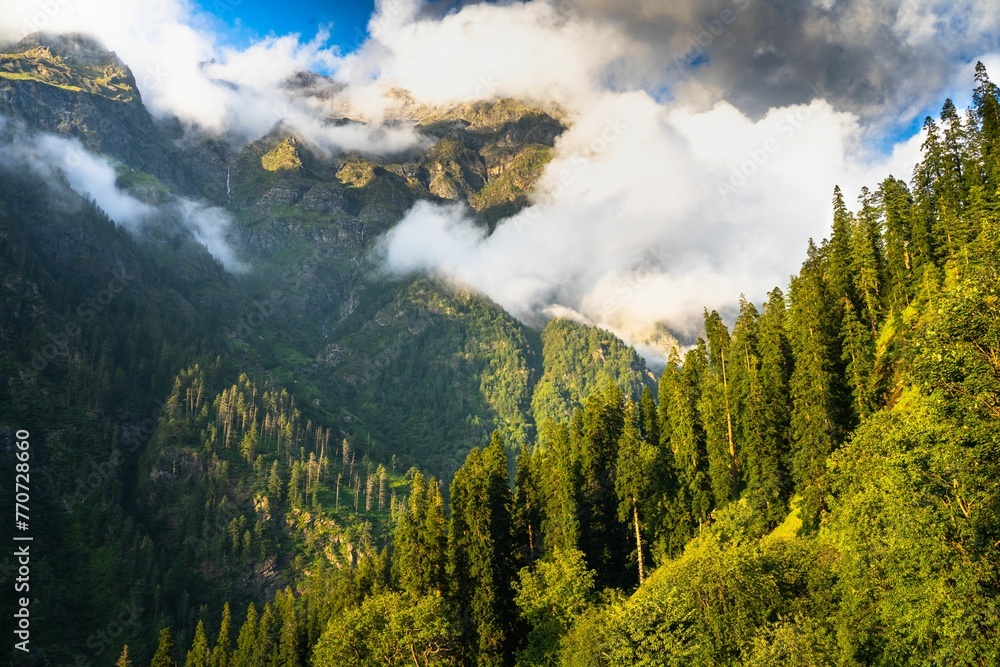 Poster kheerganga trek is one of the most popular treks in himachal pradesh, india