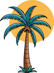 Vector of a green palm tree