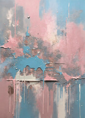Texture abstract background with paint on the wall. Pink, blue, gray and white paint
