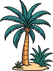 Vector of a green palm tree