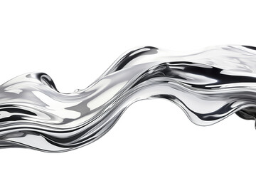 Horizontal liquid silver metal, isolated