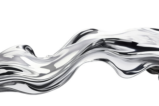 Horizontal liquid silver metal, isolated
