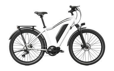 White electric bike for urban commuting png on transparent background