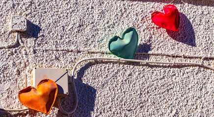 Hearts decorate the street on Valentine's Day