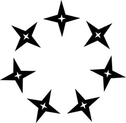 Star round decorative border frames. Design element, ornament