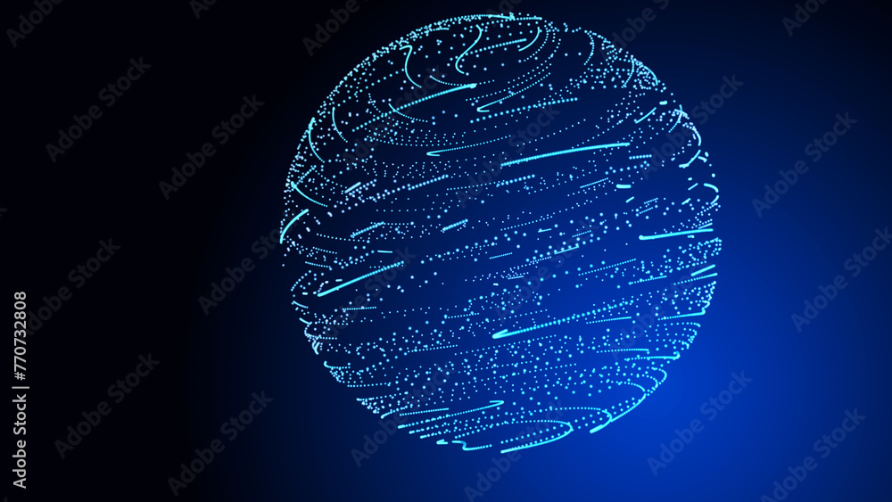 Aufkleber collection of bright dots on a dark background. abstract sound wave of particles. data network. 3d r