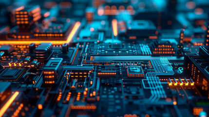 Obraz premium world technologies. Modern board with microchips