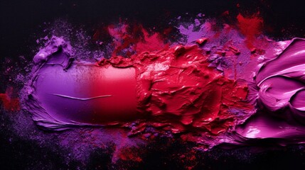 A close up of a tube of lipstick with a purple and pink color