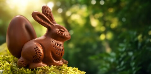 Tasty chocolate sweet bunny on desk