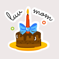 Ready to use flat sticker of mom cake 