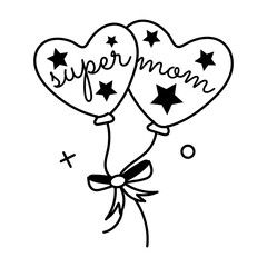 A glyph sticker of super mom balloons 