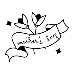 Handy glyph sticker of mothers day ribbon 