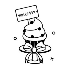 Cute glyph sticker of a mom cupcake 