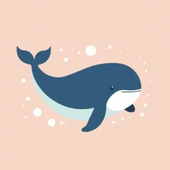 Foto auf Alu-Dibond Cute adorable whale cartoon illustration vector design for kids © umut hasanoglu