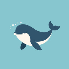 Cute adorable whale cartoon illustration vector design for kids
