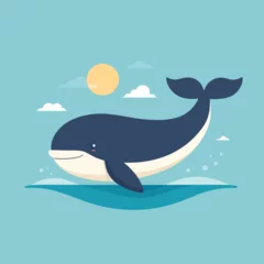 Küchenrückwand Plexiglas Wal Cute adorable whale cartoon illustration vector design for kids