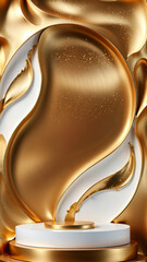 Gold Display Background, elegant light premium product podesta, luxury Podium design gold template, background showcase beauty liune, golden abstract white texture mockup banner glitter wave, ad