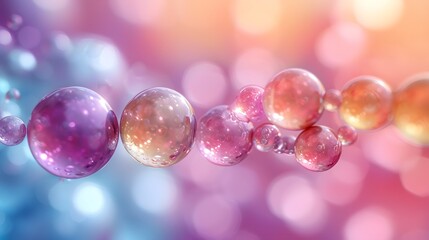Colorful Abstract Bubbles, Vibrant Translucent Spheres Floating on Blurred Background