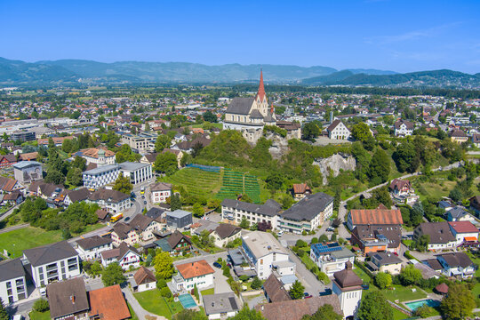 Drone Picture of the Basilika in Rankweil, State of Vorarlberg, Austria