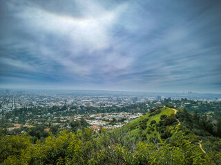 Obraz premium Panorama des collines d'Hollywood et vue de la ville de Los Angeles Californie, États-Unis