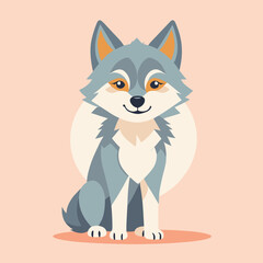 Wolf simple style flat cartoon illustration vector design