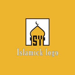 SY initial monogram for islamic logo with mosque icon design