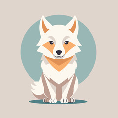 Obraz premium Cute grey wolf cartoon flat style vector illustration