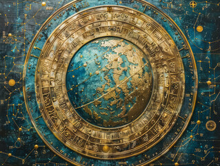 Fototapeta na wymiar A celestial map of zodiac signs blending into a cosmic tapestry, professional color grading