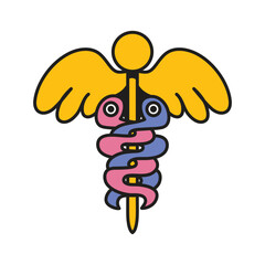 Caduceus vector art illustration good for health theme logo, sticker etc