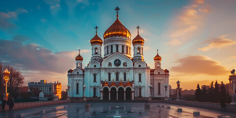 Cathedral of Christ the Saviour, Majestic Landmark in Moscow - obrazy, fototapety, plakaty