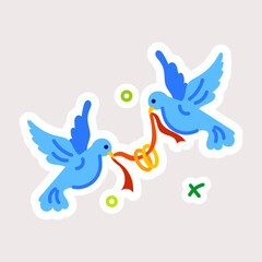 An appealing flat sticker of engagement ceremony 