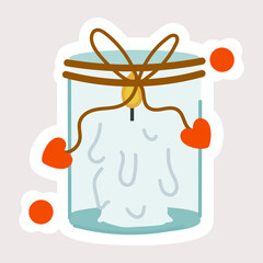 A flat sticker of candle jar 