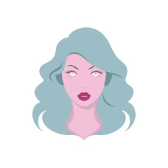 A lady or woman portrait, beautiful. Lady's beauty things for girls, illustration a white background. Pinkcore.