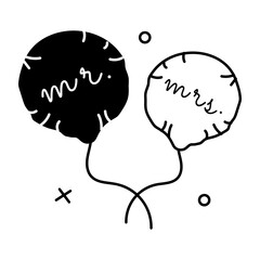 A glyph sticker of wedding balloons 