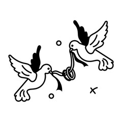 An appealing glyph sticker of engagement ceremony 
