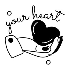 Well-designed glyph sticker of your heart typography 